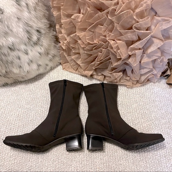 Ara Gor-Tex Brown Inner Zipper Fabric Water Proof Square Toe Heeled Boot… - Picture 5 of 11